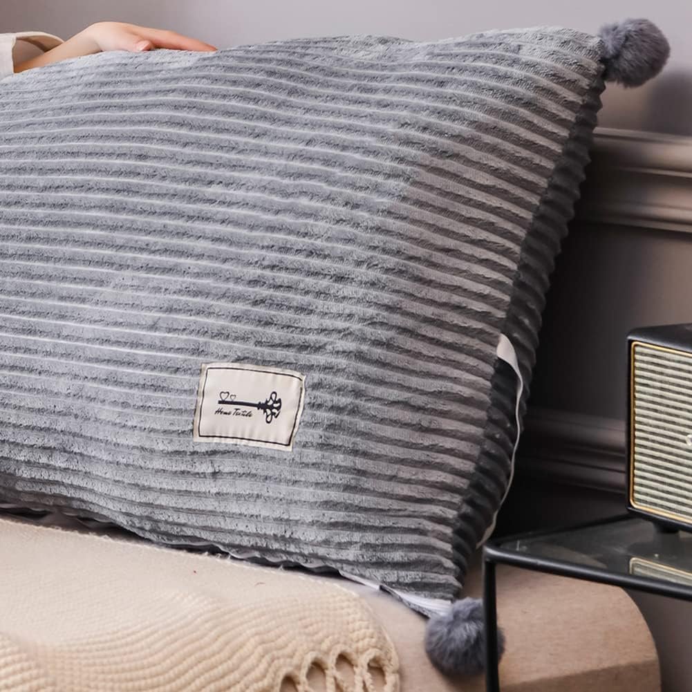 Rugsteun kussen grijs 80x45 cm met antislipbanden voor bed, sofa en hoofdbord met wasbare hoes