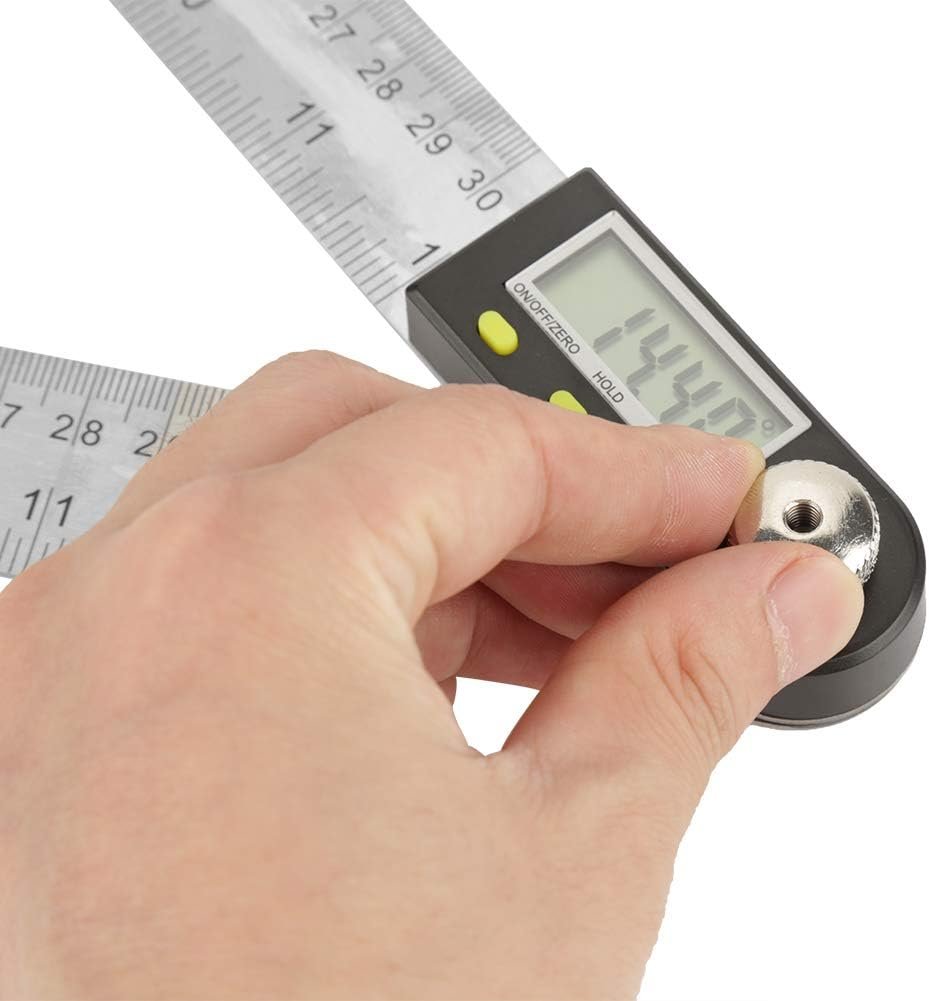 Digitale hoekmeter 0-300mm RVS - elektronische goniometer en mitre gauge voor houtbewerking en timmerwerk