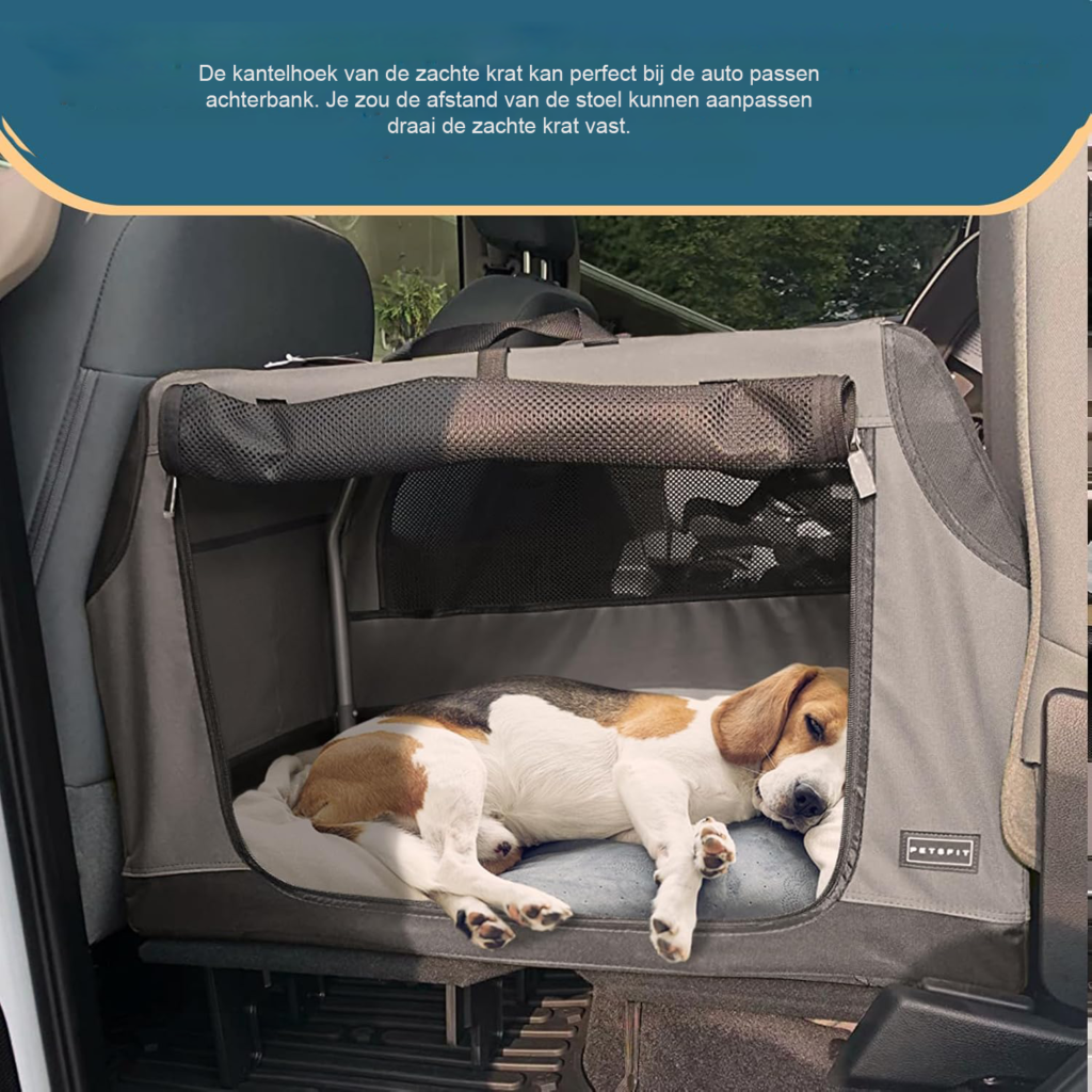 Hondentransportbox auto vouwbaar schuin ontwerp bagageruimte verstelbare stofafdekking kauwbestendig gaas honden transportbox kofferbak vervoer huisdier