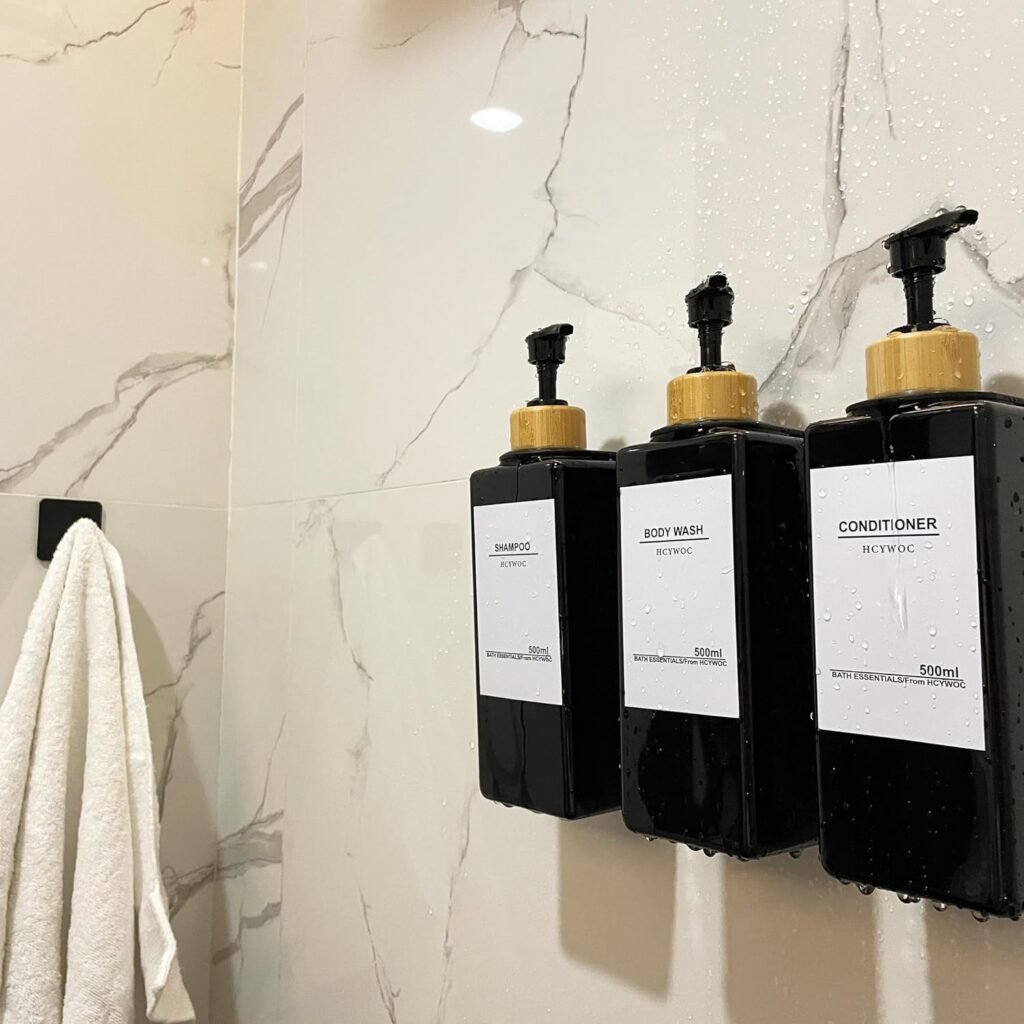 Shampoo dispenser met 3 kamers voor douchecabine, wandmontage zonder boren, 500 ml badkamer zeepdispenser