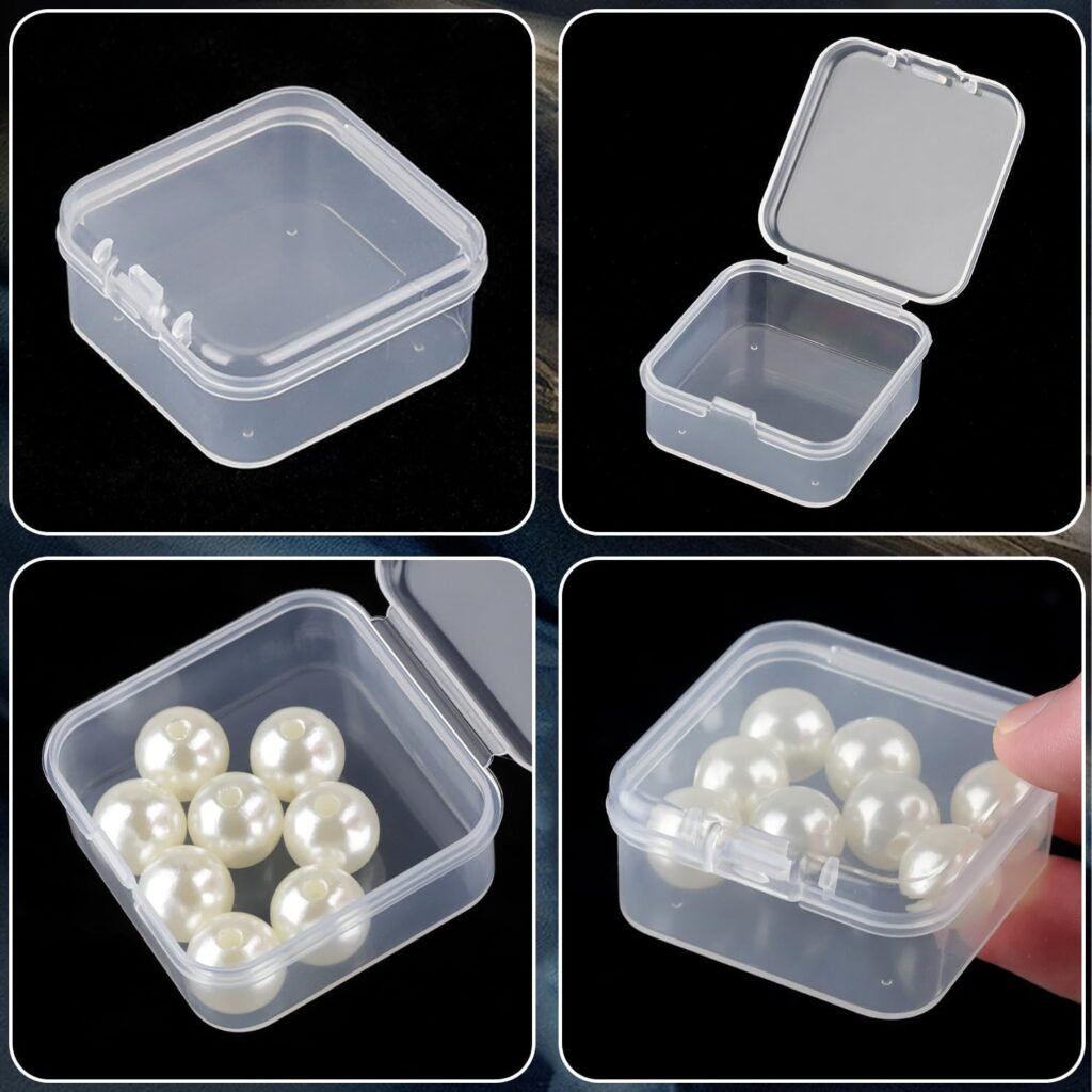 48 stuks transparante mini opbergdoosjes met deksel 4.5x4.5x2 cm kunststof doosjes voor kralen sieraden en hobby accessoires DIY organizer boxen