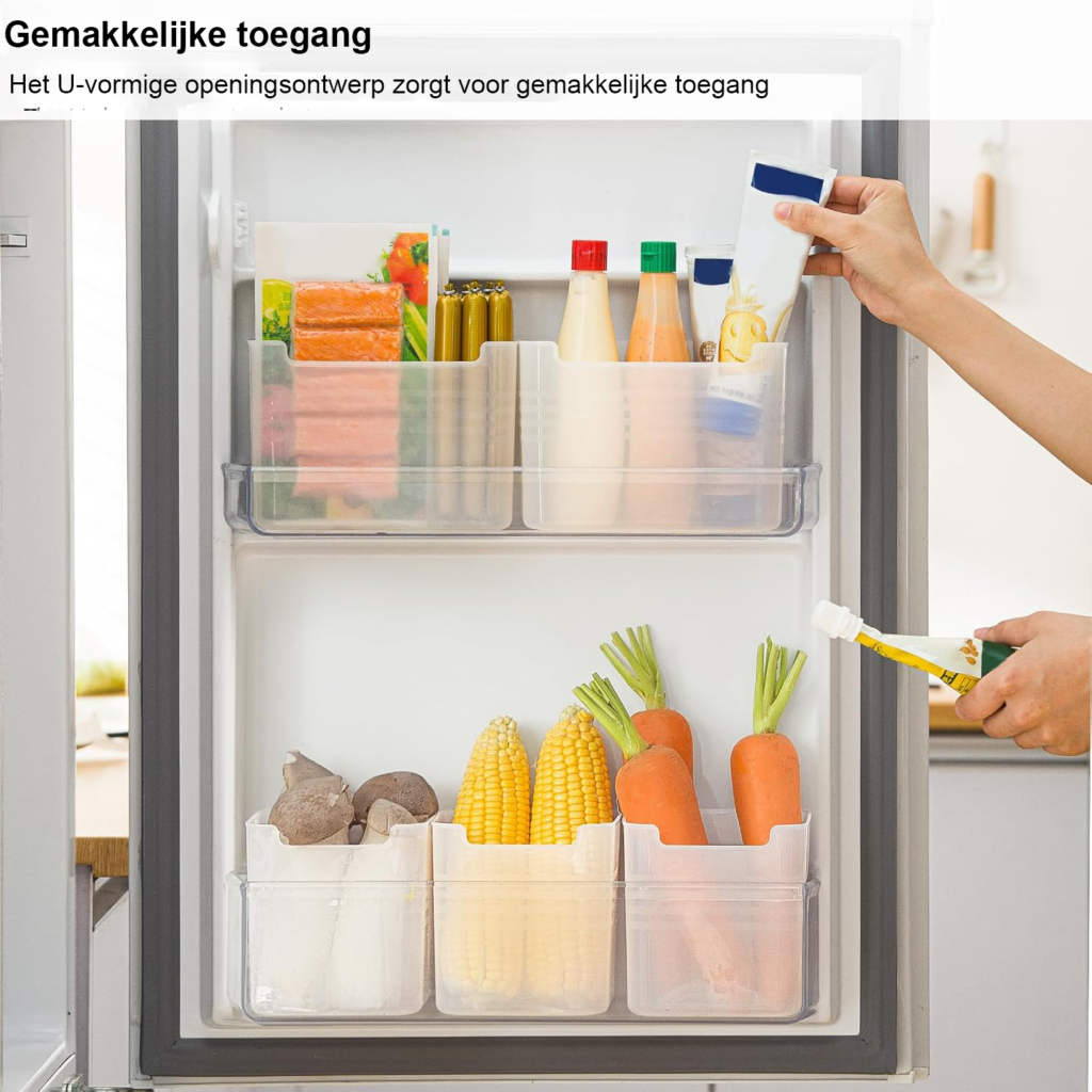Koelkast organizer set van 5 transparante opbergboxen voor koelkastdeur en keukenorganisatie
