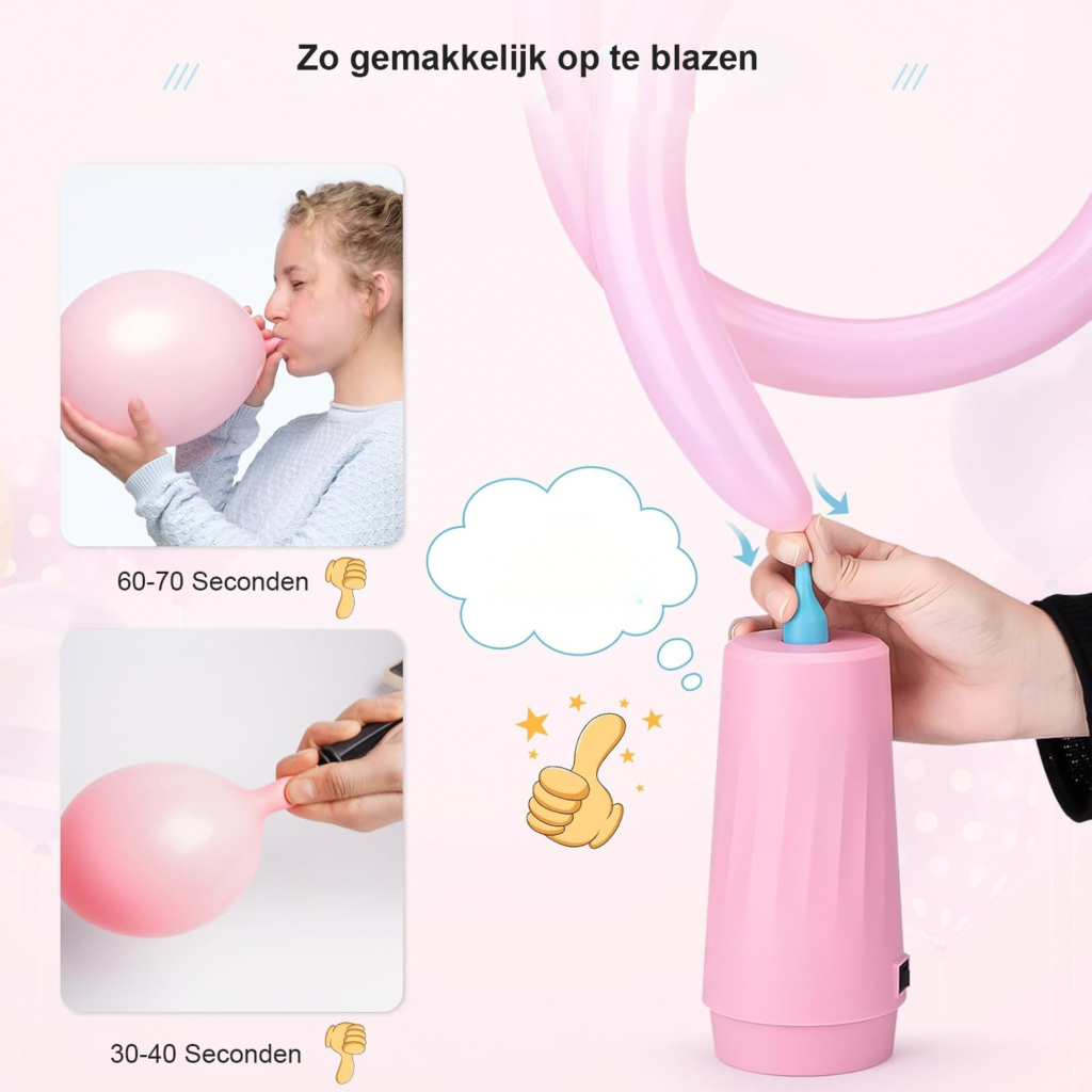 Ballonnenpomp voor lange modelleerballonnen voor feestdecoratie en verjaardagen