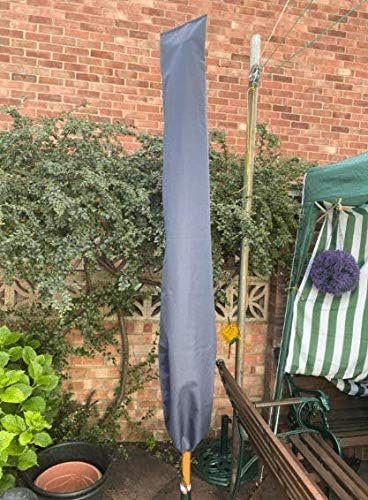 Parasolhoes grijs waterdicht 600D Oxford beschermhoes met rits voor tuinparasol 1.8 tot 3.4 meter UV en regenbescherming 190x25x48 cm