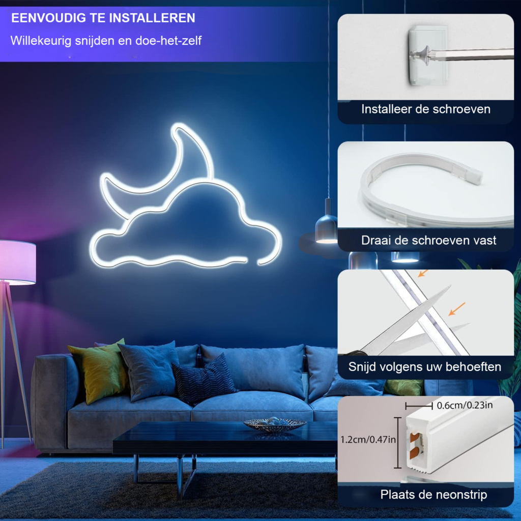 Dimbare neon LED strip 5 meter koud wit met flexibele siliconen lichtstrip voor binnen en buiten gebruik