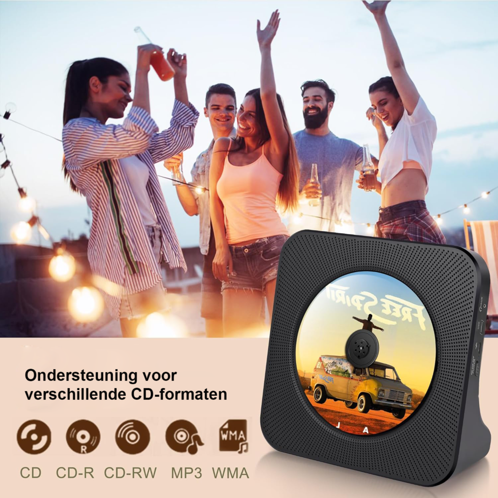 Draagbare CD-speler met Bluetooth, FM-radio, USB, AUX en afstandsbediening voor thuis en auto
