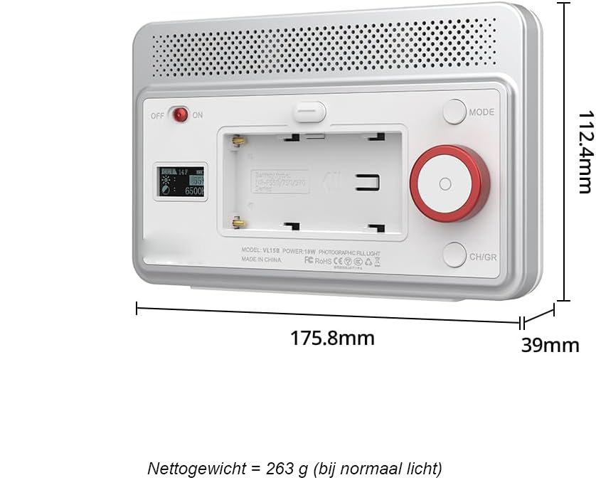 Draagbare RGB videolamp met accu, LED studiobelichting met app bediening voor fotografie en video