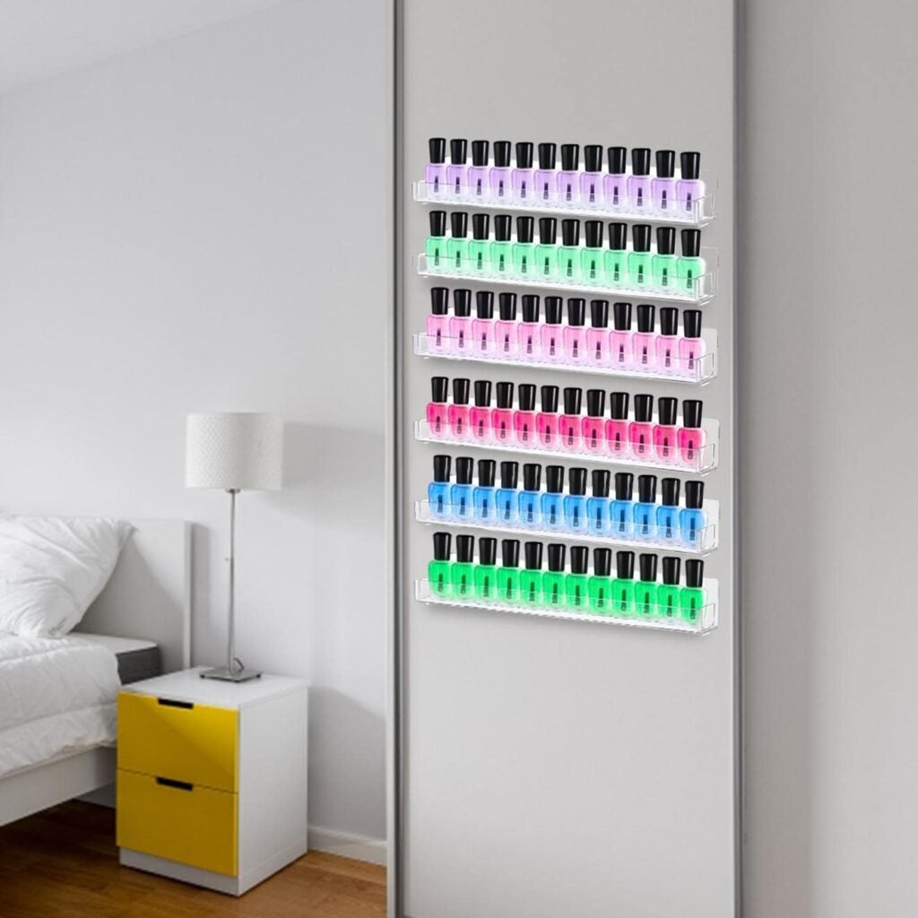 Acryl nagellakrek wandmontage voor 72 nagellakflessen met display plank en organizerfunctie