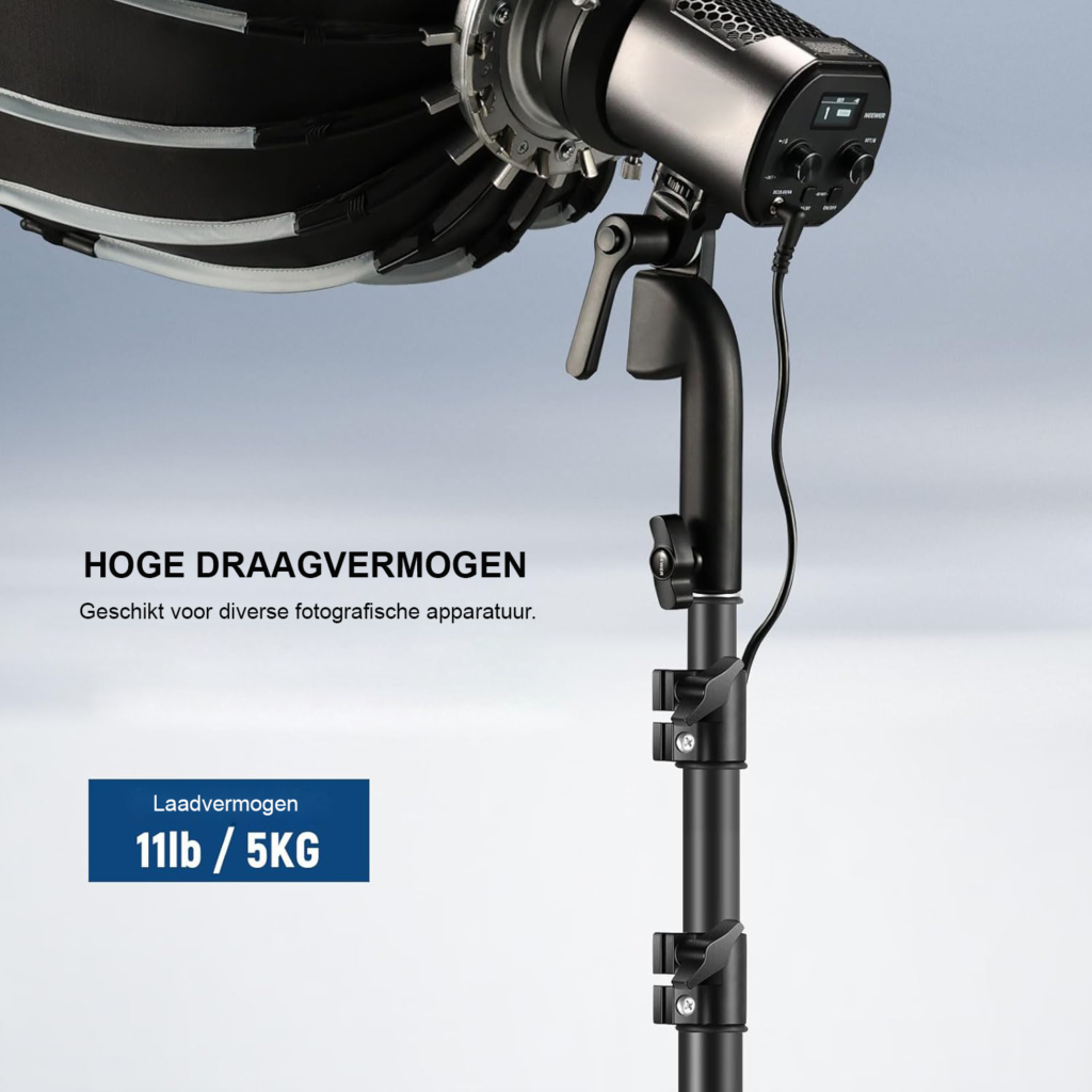 Camerastatief 178 cm - Metalen Tripod met Draagtas - Omkeerbare Poten voor Ringlamp, Softbox en Fotografie - 1/4 inch Schroefdraad