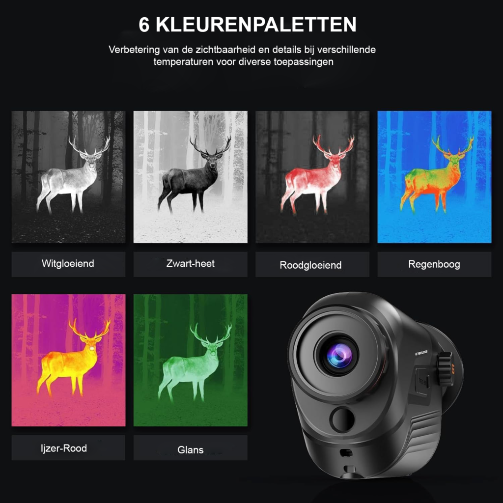 Handheld warmtebeeldcamera met thermische monoculair, 256x192 resolutie, nachtzicht en draadloze connectiviteit voor outdoor gebruik