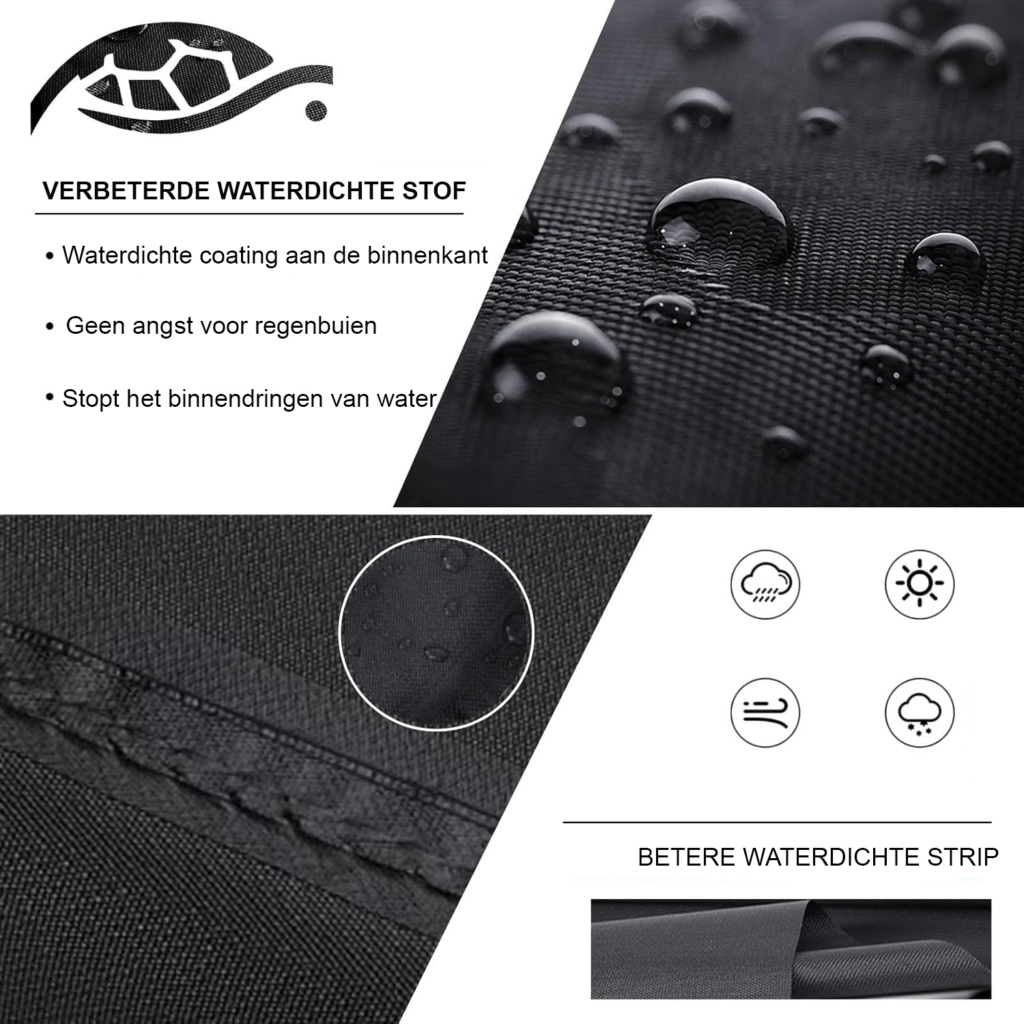Zwarte waterdichte parasolhoes 200 cm met stok voor bescherming van parasol tegen weer en wind