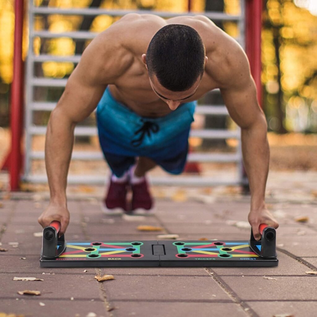12-in-1 push up board met kleurcodes voor borst, schouders, rug en armen training thuis en buiten