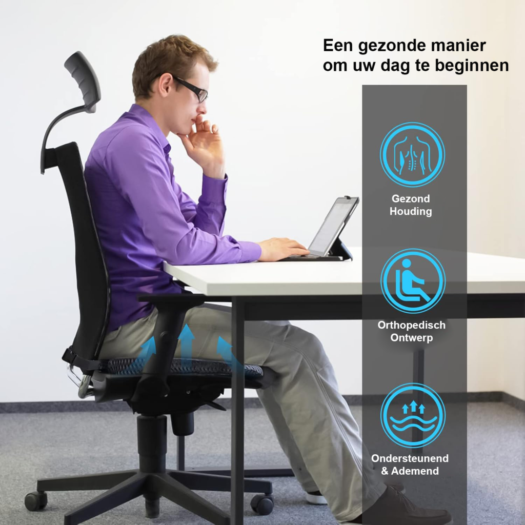 Memory foam autostoel kussen met ergonomisch wigkussen voor auto, bureaustoel en rolstoel
