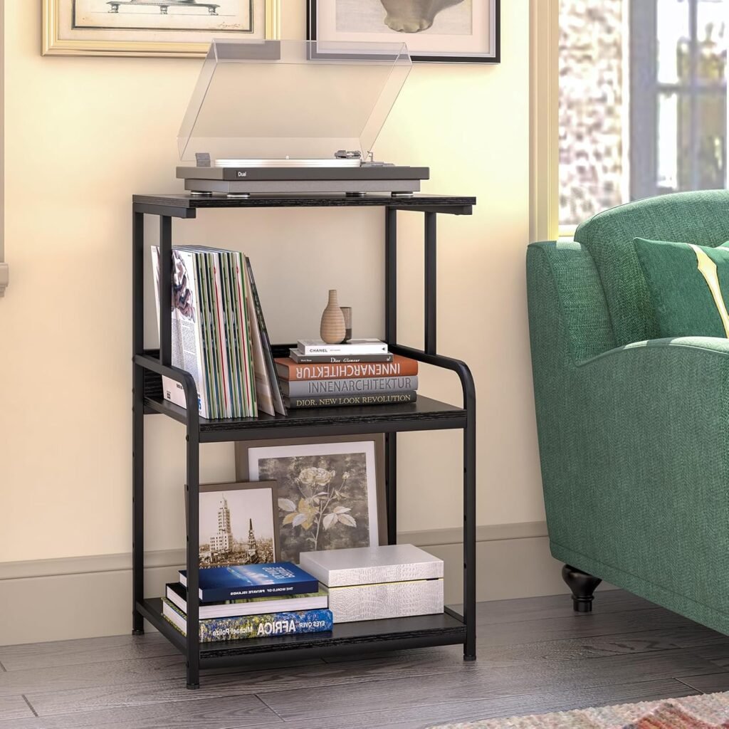 3-laags printerstandaard met wielen zwart 50x40x80 cm voor printer, scanner en kantooropslag