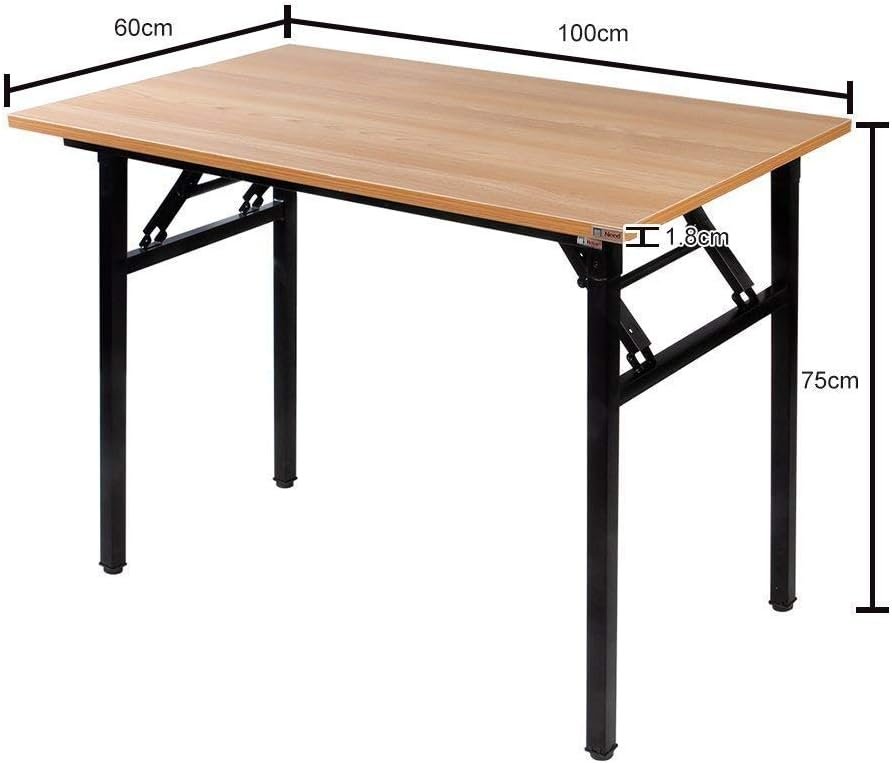 Vouwbare bureau tafel 100 x 60 cm in teak en zwart voor thuiswerk, kantoor en vergaderingen