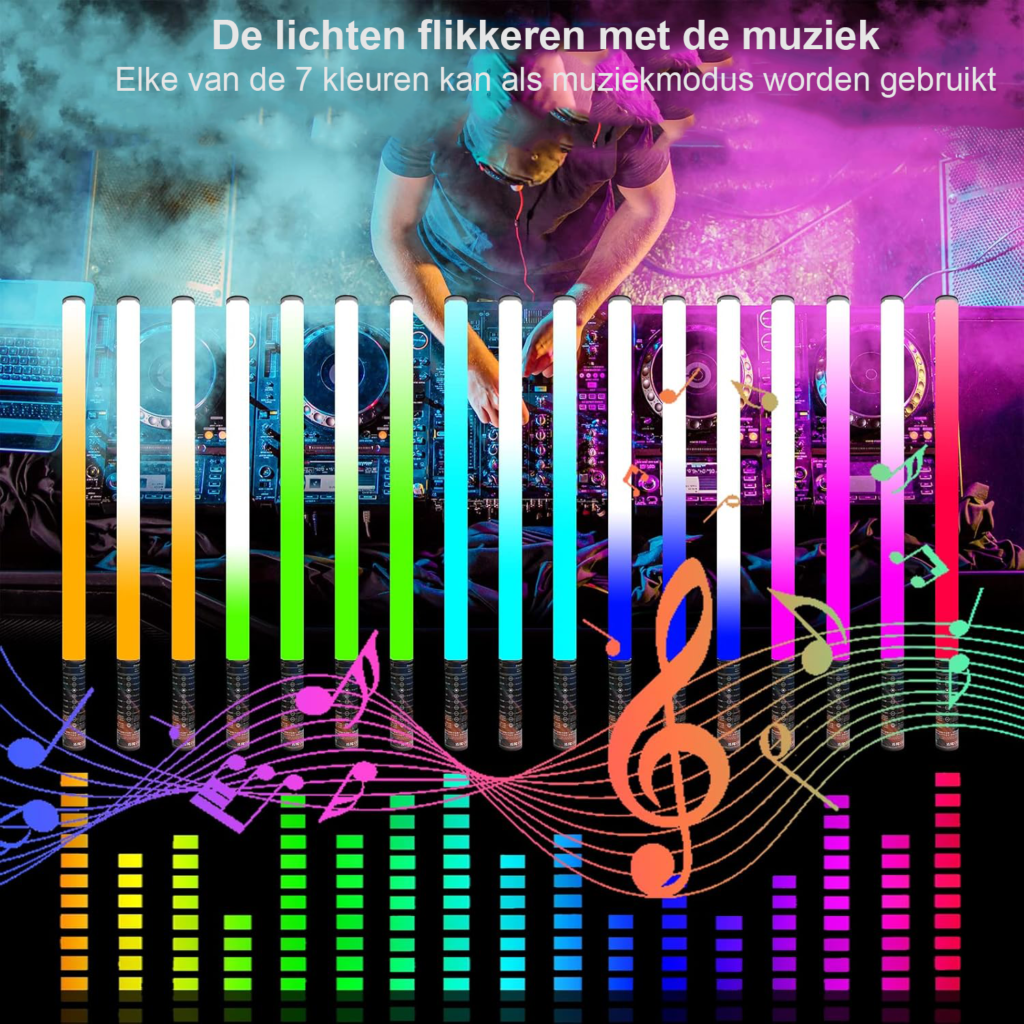 Draagbare LED videolamp RGB lichtstaaf 85 cm met dimbare functie en ingebouwde batterij