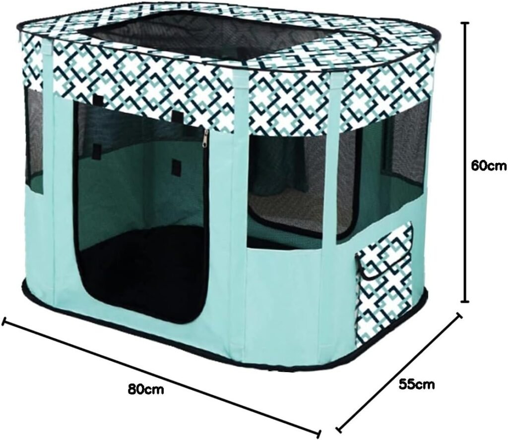 Draagbare hondenhut M 80x60 cm lichtblauw opvouwbare dierentent voor hond en kat