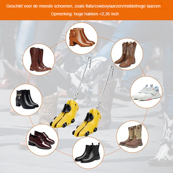 Verstelbare schoenoprekkers set voor laarzen en schoenen met brede pasvorm voor dames maat 36-40