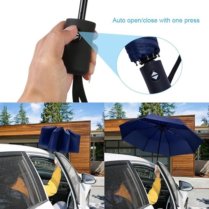 Opvouwbare reisparaplu automatisch openen - Winddichte stormparaplu met 12 verstevigde ribben - Compacte waterdichte paraplu voor reizen - UV-bescherming