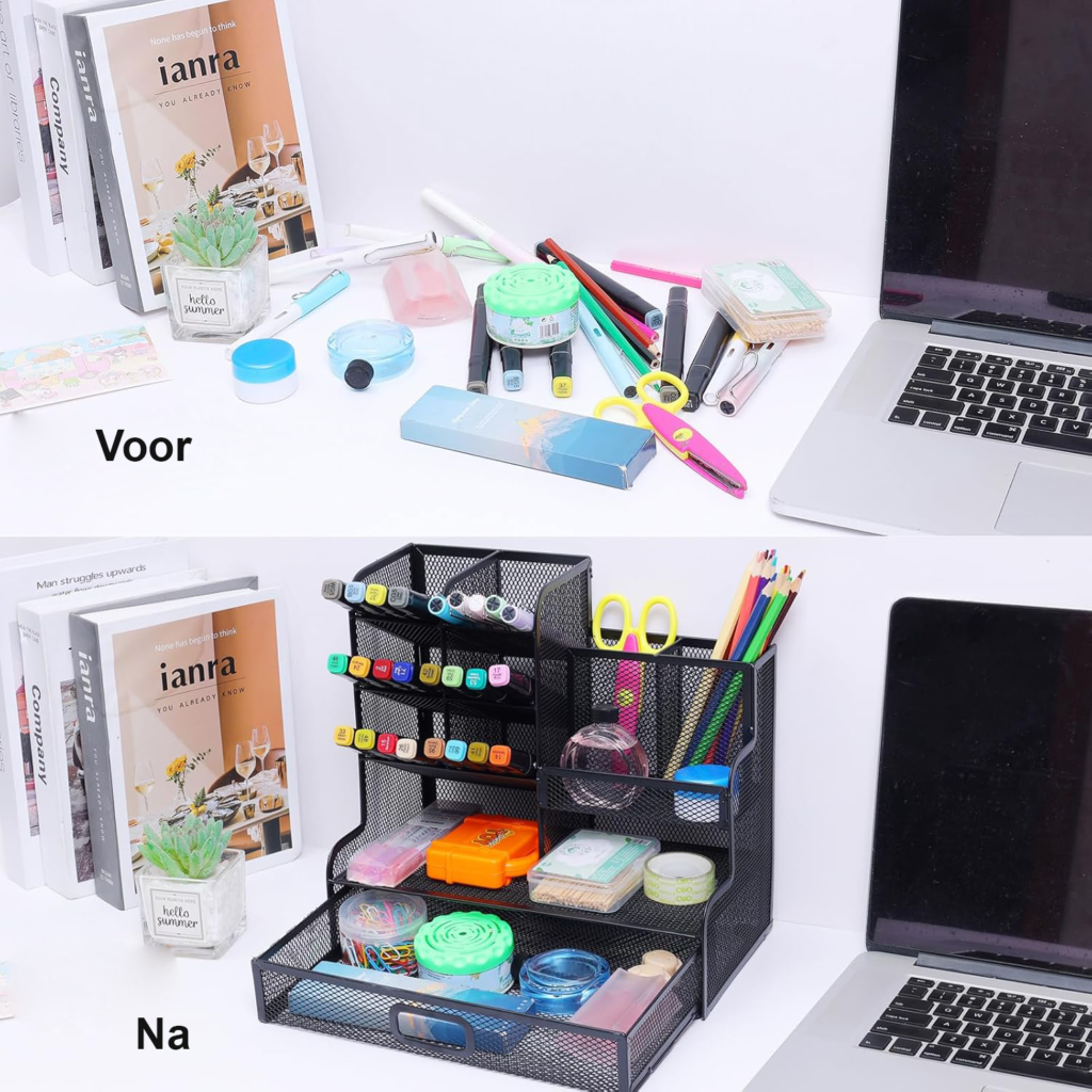 Pennenhouder met lade multifunctionele bureau organizer voor kantoor en school S