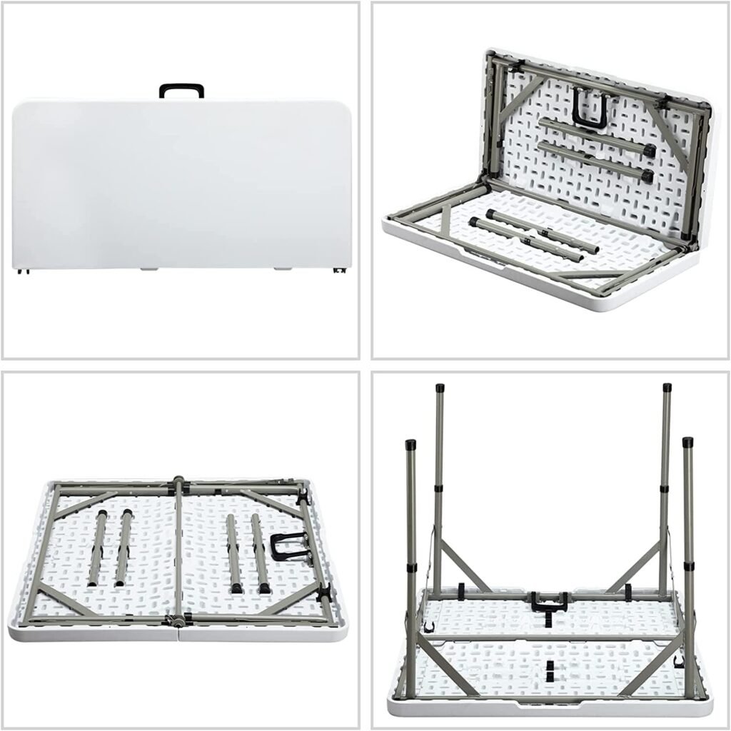 Opvouwbare campingtafel 87 cm met handvat voor tuin, BBQ en buitengebruik