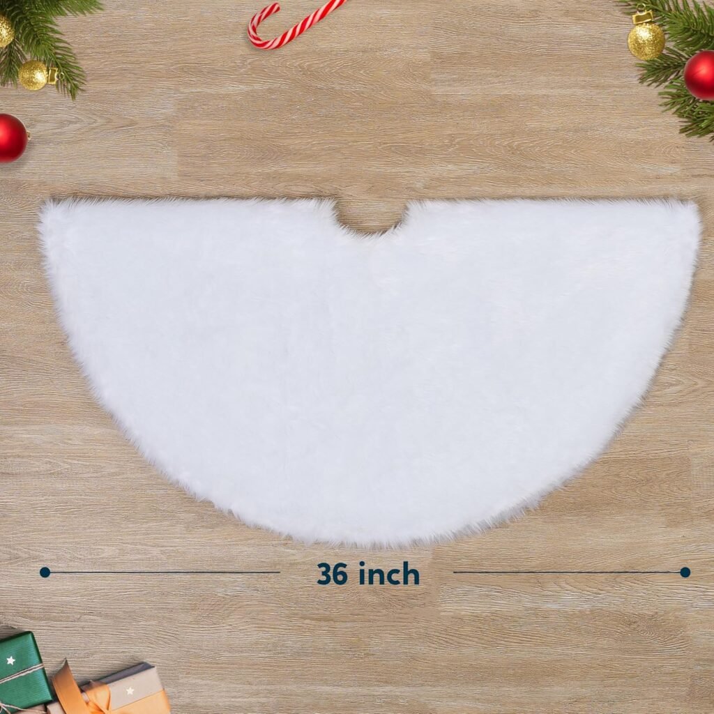 Witte faux bont kerstboomrok 36 inch voor zachte kerstdecoratie onder de kerstboom