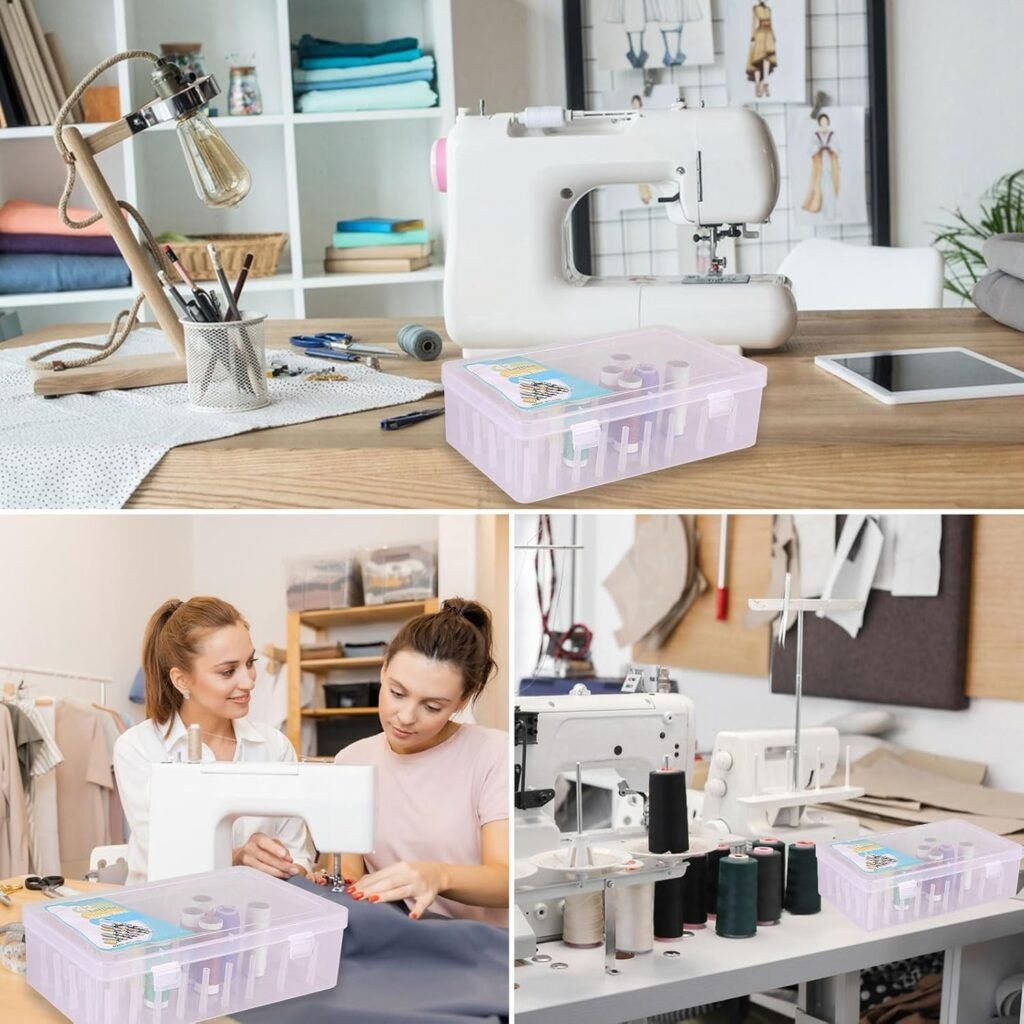 Naaigaren Opbergdoos met Deksel - Garenbox voor 42 Garenklossen - Transparante Borduurgaren Organizer - 23,5 x 13,7 x 6,5 cm PP-kunststof