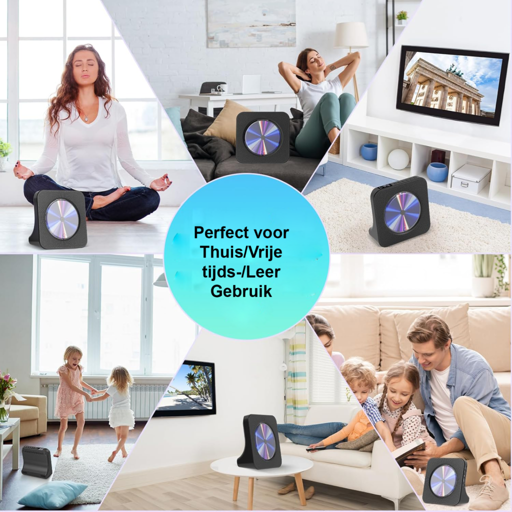 DVD speler voor TV met Bluetooth speakers, FM radio, USB-weergave, display, wekker en afstandsbediening
