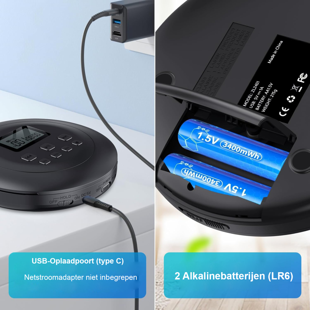 Draagbare CD speler met koptelefoon LCD display anti skip bescherming HiFi geluid ondersteunt CD CD-R CD-RW MP3 compacte walkman muziekspeler