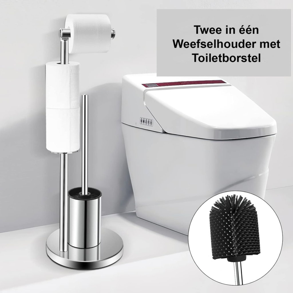 Toiletrolhouder met WC borstel van RVS 304 voor vrijstaande badkamer toiletset