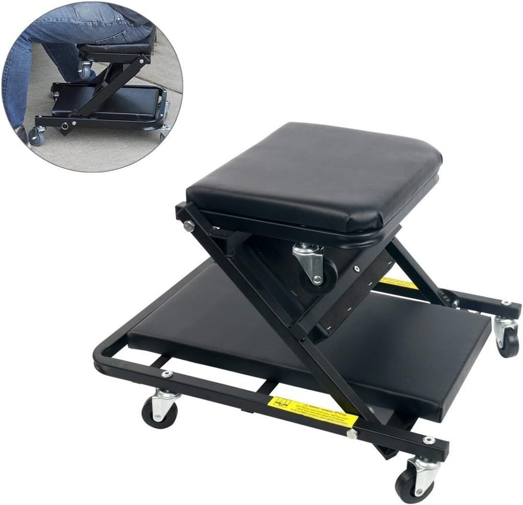 Vouwbare bezoek trolley met zitting en kruk 2-in-1 voor thuis en buiten met draagcapaciteit tot 150 kg