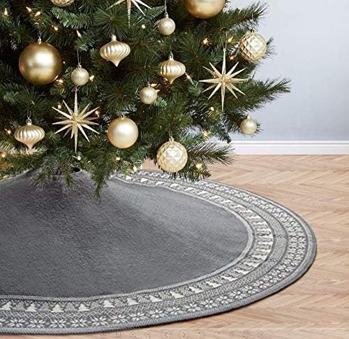 Kerstboomrok 122 cm met gebreid sneeuwvlok patroon in bordeauxtinten voor kerstboomdecoratie