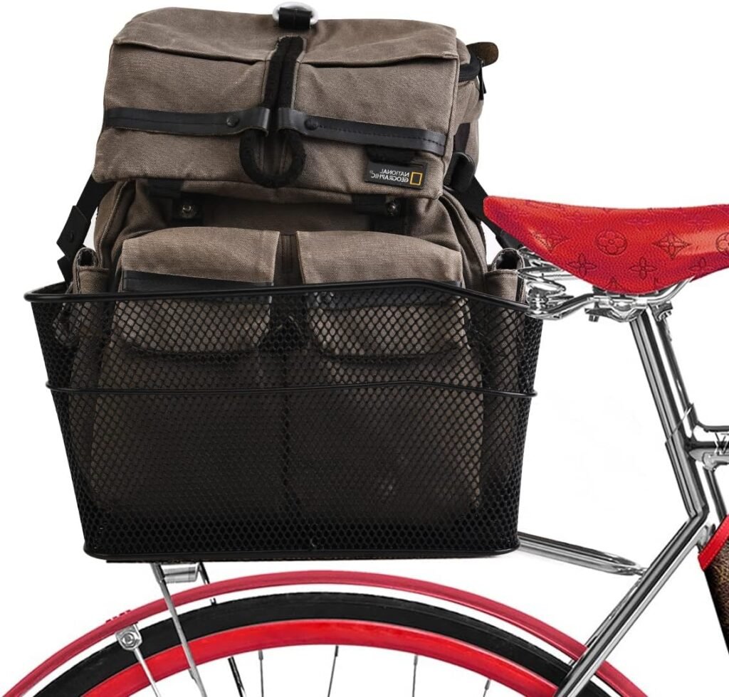 Stalen fietsmand achter voor bagage en huisdieren met metalen draadmand en draagrek voor de fiets