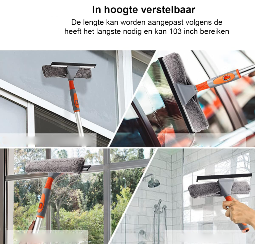 Professionele ramenwasser set met uitschuifbare ruitenwisser en microvezeldoeken voor raamreiniging