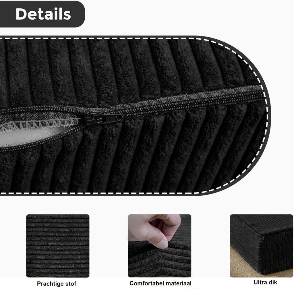 Opvouwbaar katoenen matras 10 cm met wasbare hoes in zwart, eenpersoons vloermatras voor logeren en thuisgebruik