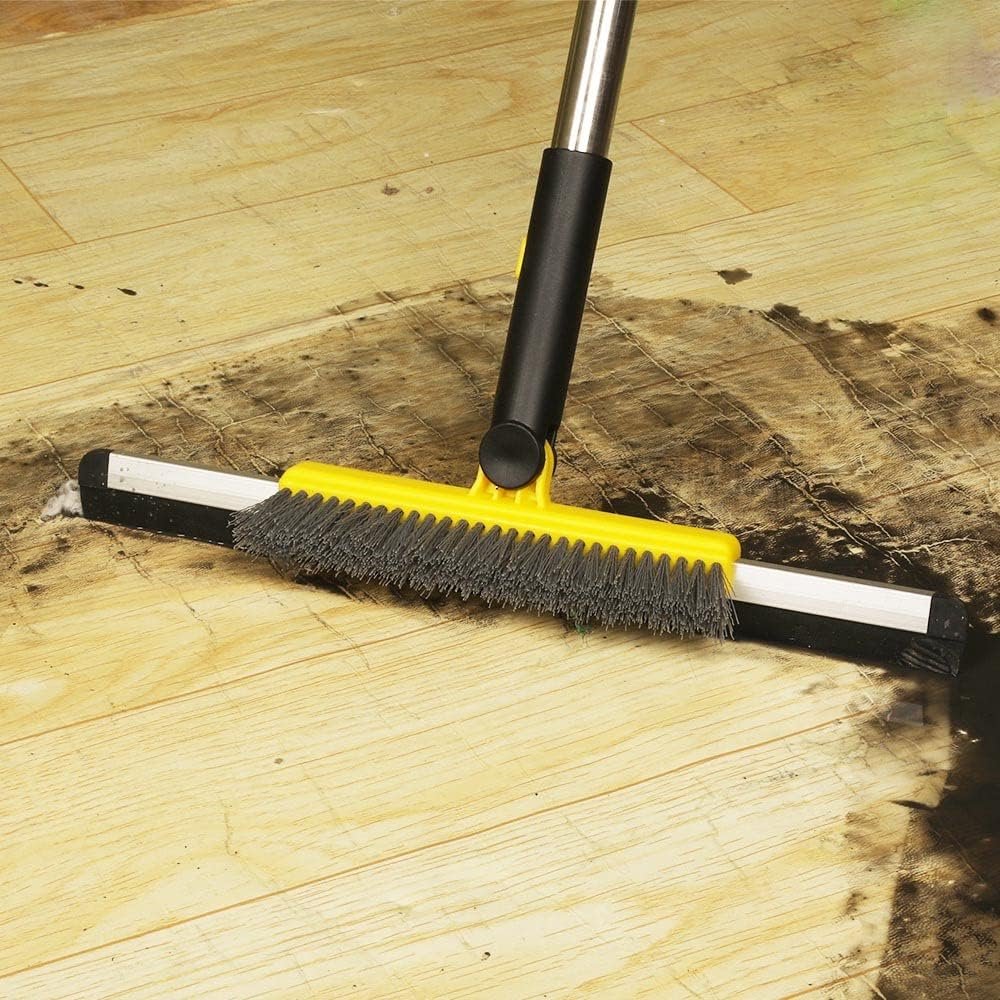 Vloerwisser met schrobborstel en verstelbare handgreep voor badkamer en tegelreiniging
