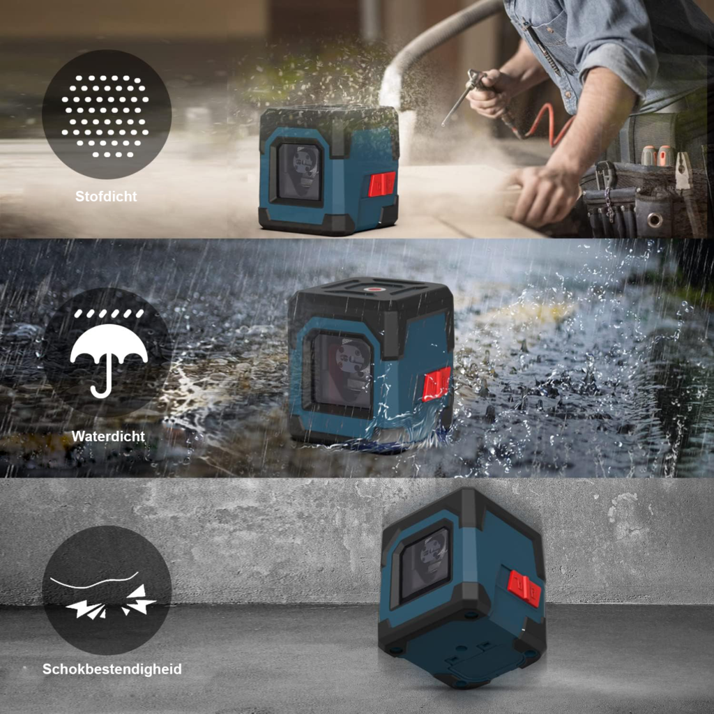 4D laserwaterpas met 360° horizontale en verticale lijnen en automatische nivellering voor nauwkeurig meten
