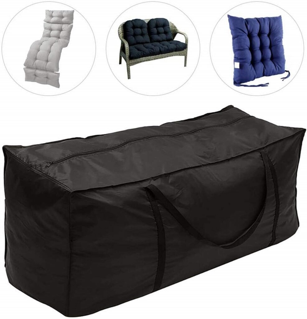 Waterdichte XL opbergtas voor tuinkussens met handvat en rits, beschermhoes voor tuinmeubelkussens 173 x 76 x 51 cm