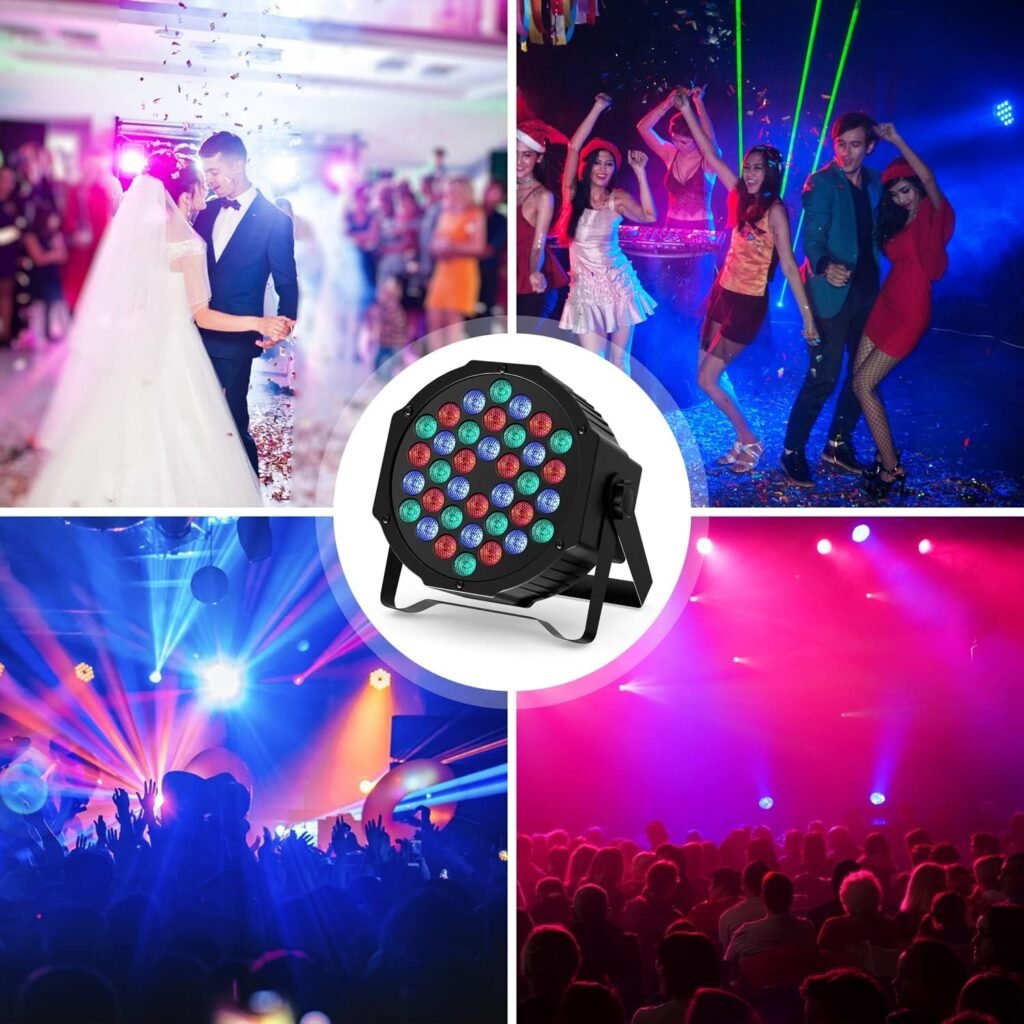 LED stageverlichting set met 4 RGB lampen en afstandsbediening voor feesten en evenementen