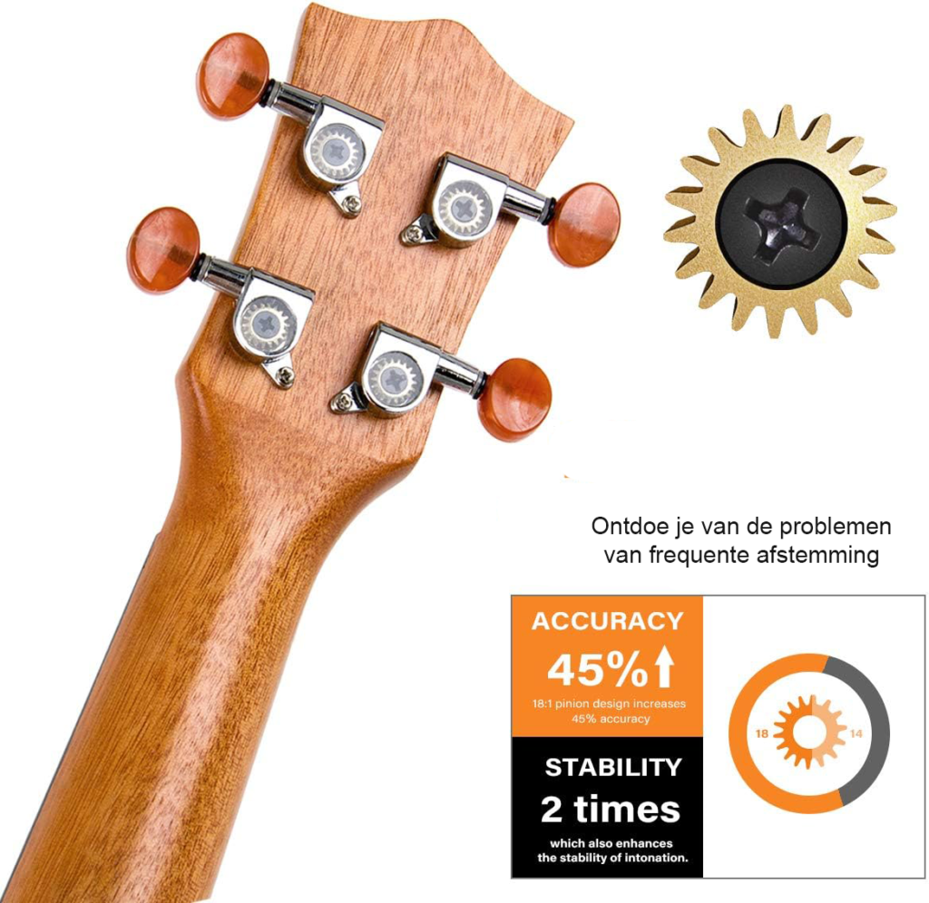 Sopraan ukulele starterset 53,3 cm mahoniehout met draagtas stemapparaat draagband en extra snaren voor beginners