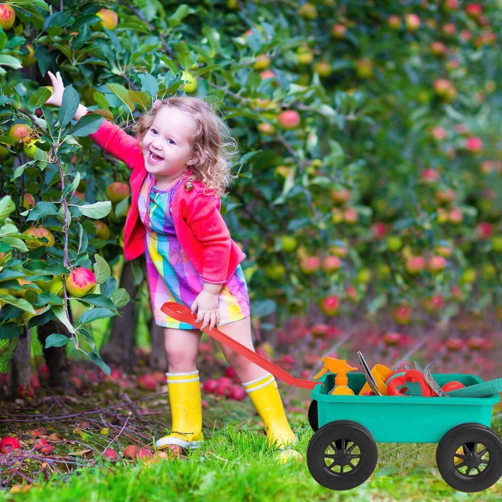 Tuinset met kruiwagen voor kinderen 14-delig met schep, hark, gieter en zand speelset voor buiten