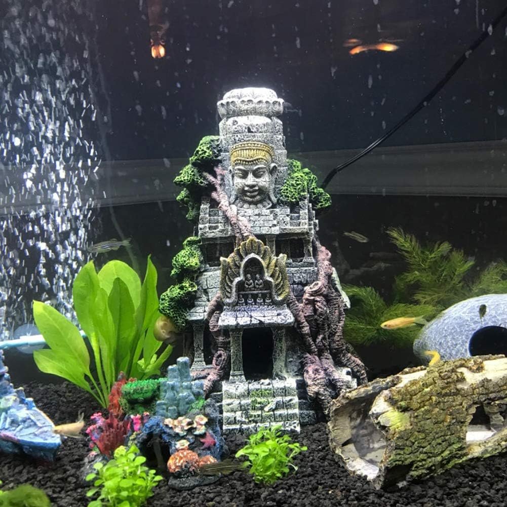 Grote Boeddha beeld aquarium decoratie met tempel ornament voor vistank en aquarium inrichting