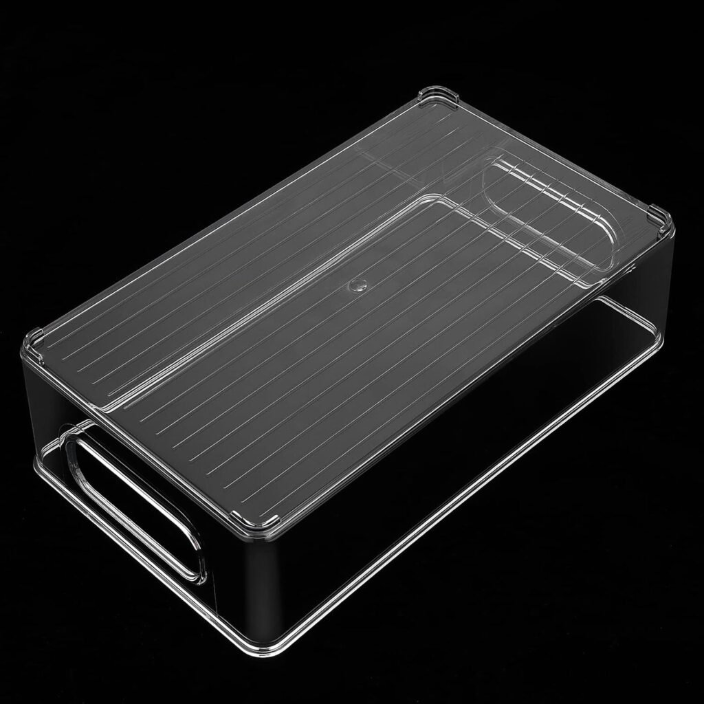 Transparante koelkast opbergdozen set van 6 met handvatten, stapelbare koelkast organizer voor keuken en vriezer