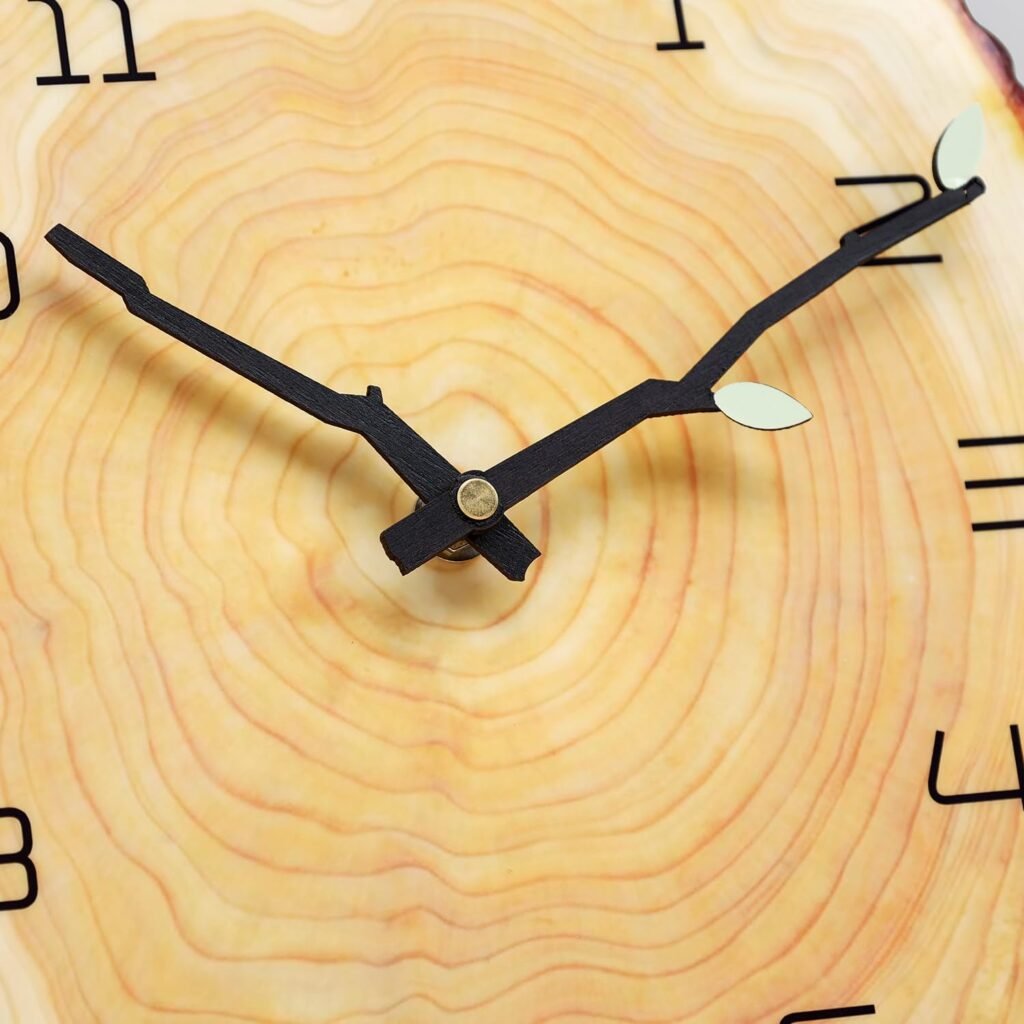 12 inch houten wandklok met jaarringen, stille quartz klok met Arabische cijfers voor woonkamer en slaapkamer