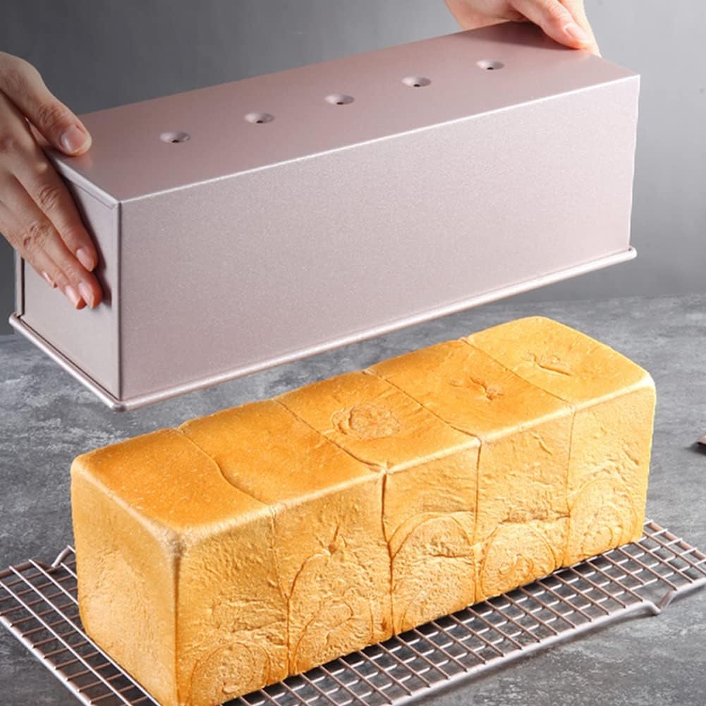 Broodbakvorm met deksel voor 1200g deeg met antiaanbaklaag en ventilatiegaten voor brood en toast