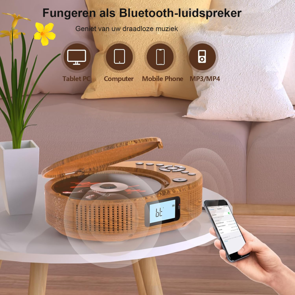 Draagbare CD speler kinderen compact discman Bluetooth FM radio boombox AUX USB afstandsbediening muziekspeler auto en thuis