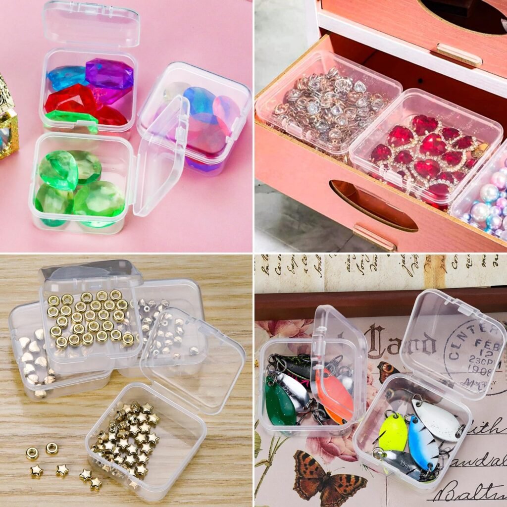 48 stuks transparante mini opbergdoosjes met deksel 4.5x4.5x2 cm kunststof doosjes voor kralen sieraden en hobby accessoires DIY organizer boxen