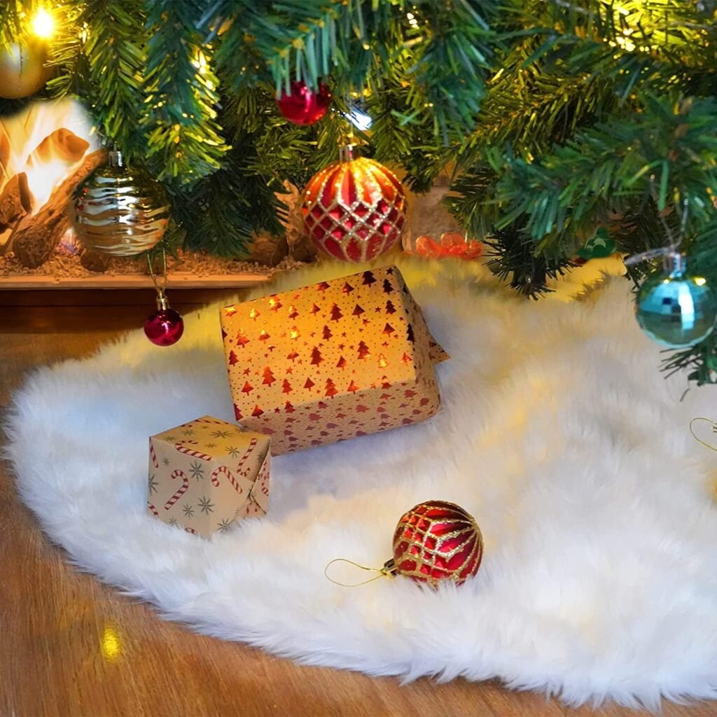 Witte kerstboomrok 120 cm met zachte sneeuwbedekking voor kerstboomdecoratie en basisafwerking