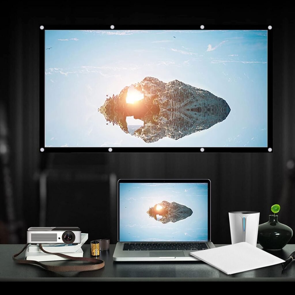 Draagbaar projectiescherm 120 inch vouwbaar wit 16:9 voor thuisbioscoop binnen en buiten gebruik kreukvrij projector doek voor cinema en reizen