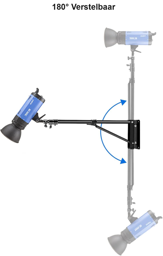 Driehoekige wandmontage arm 180 cm voor verstelbare camera, ringlamp en softbox studio-opstelling